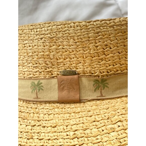 SCALA Wide Brim Straw Raffia Safari Hat S/M Unisex Palm Trees Pineapple Hat - Picture 13 of 15